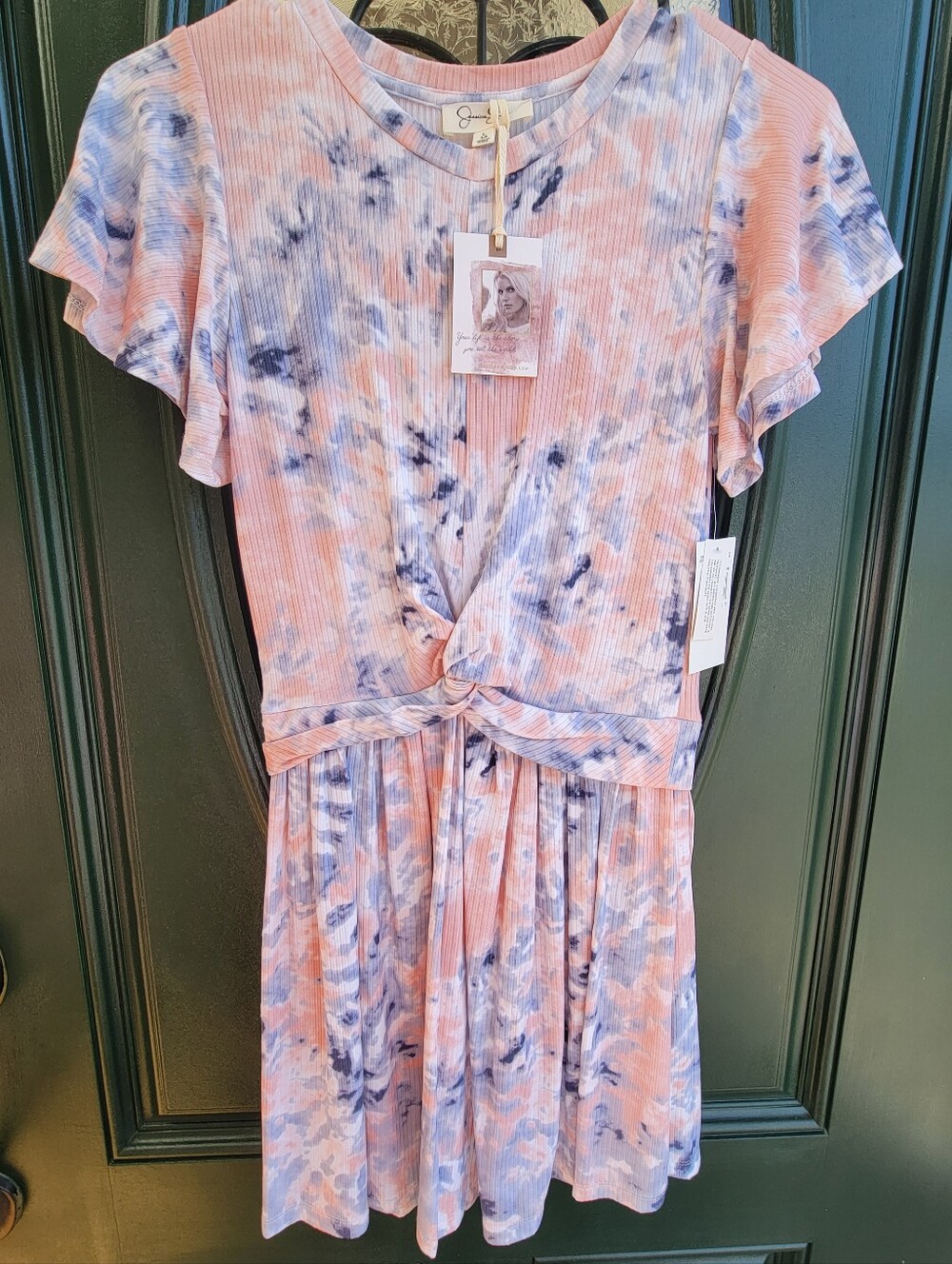 Jessica Simpson Girls Tie Dye Dress Sz 12 Twist Front Flutter New With Tags